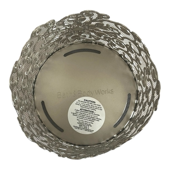 Bath & Body Works Candle Holder Metal Sleeve Pearl Brushed Silver Candleholder - Picture 3 of 3